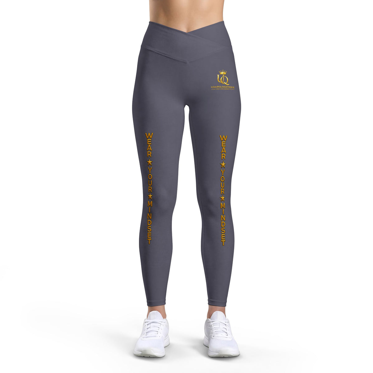 Leggings de luxe pour femme Unapologetique Gold — Leggings graphiques noir et or « Wear Your Crown »