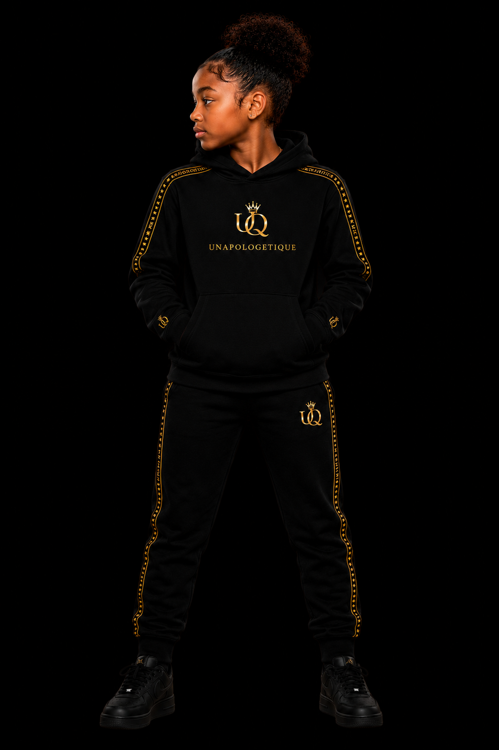 UNAPOLOGETIQUE GOLD TRACKSUIT FOR GIRLS