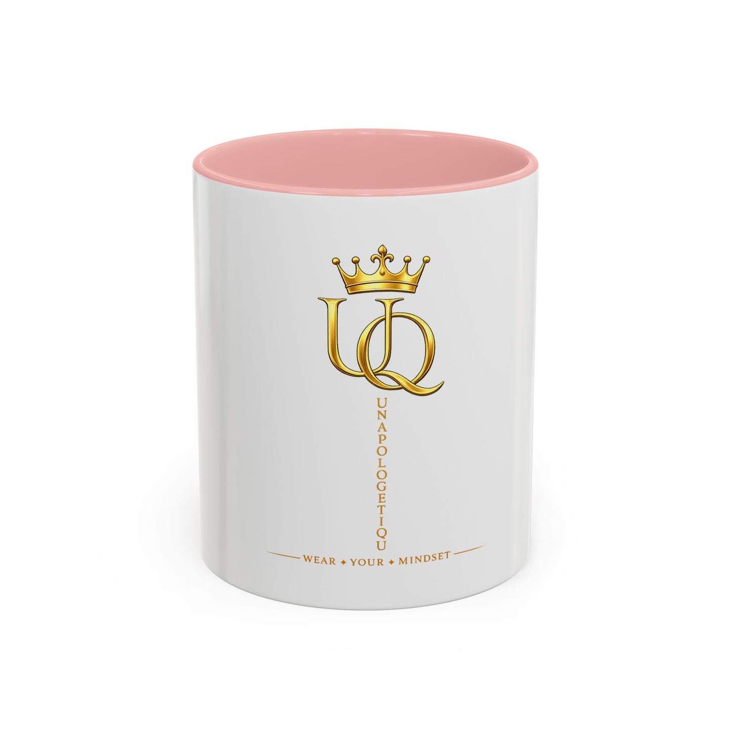Gold Crown 'UQ' Accent Coffee Mug — Elegant Royal Logo Ceramic Mug