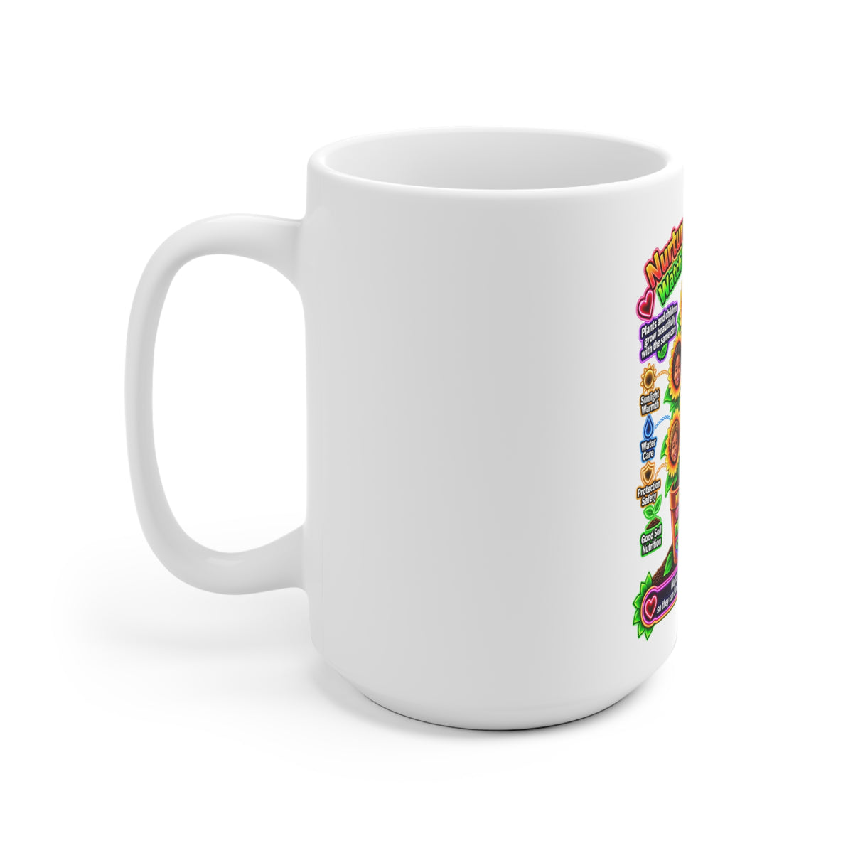 Mug « Nurture With Love » — Tasse à café en céramique « Watch Them Blossom » pour remercier un enseignant ou un parent