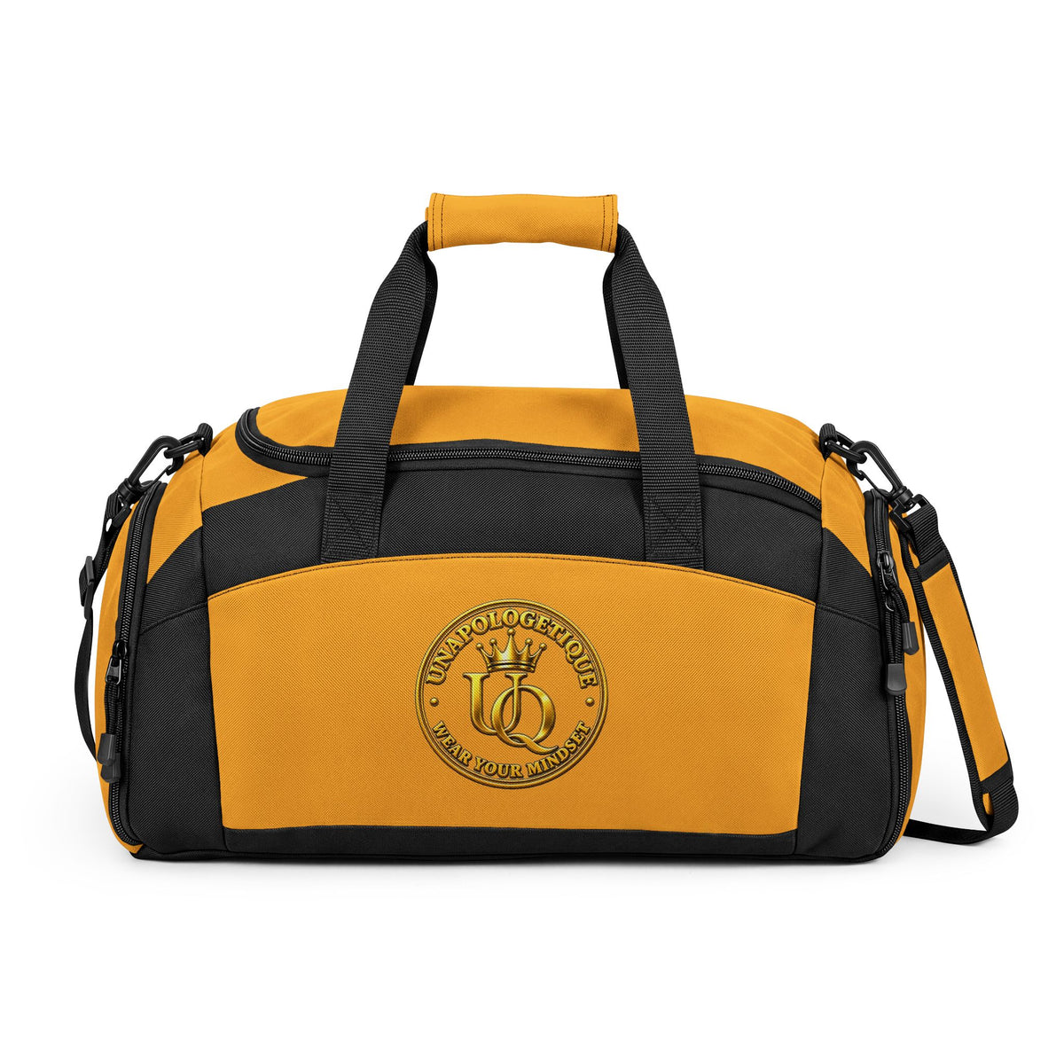 Unapologetique Gold Gym Bag with Gold Luxury Emblem