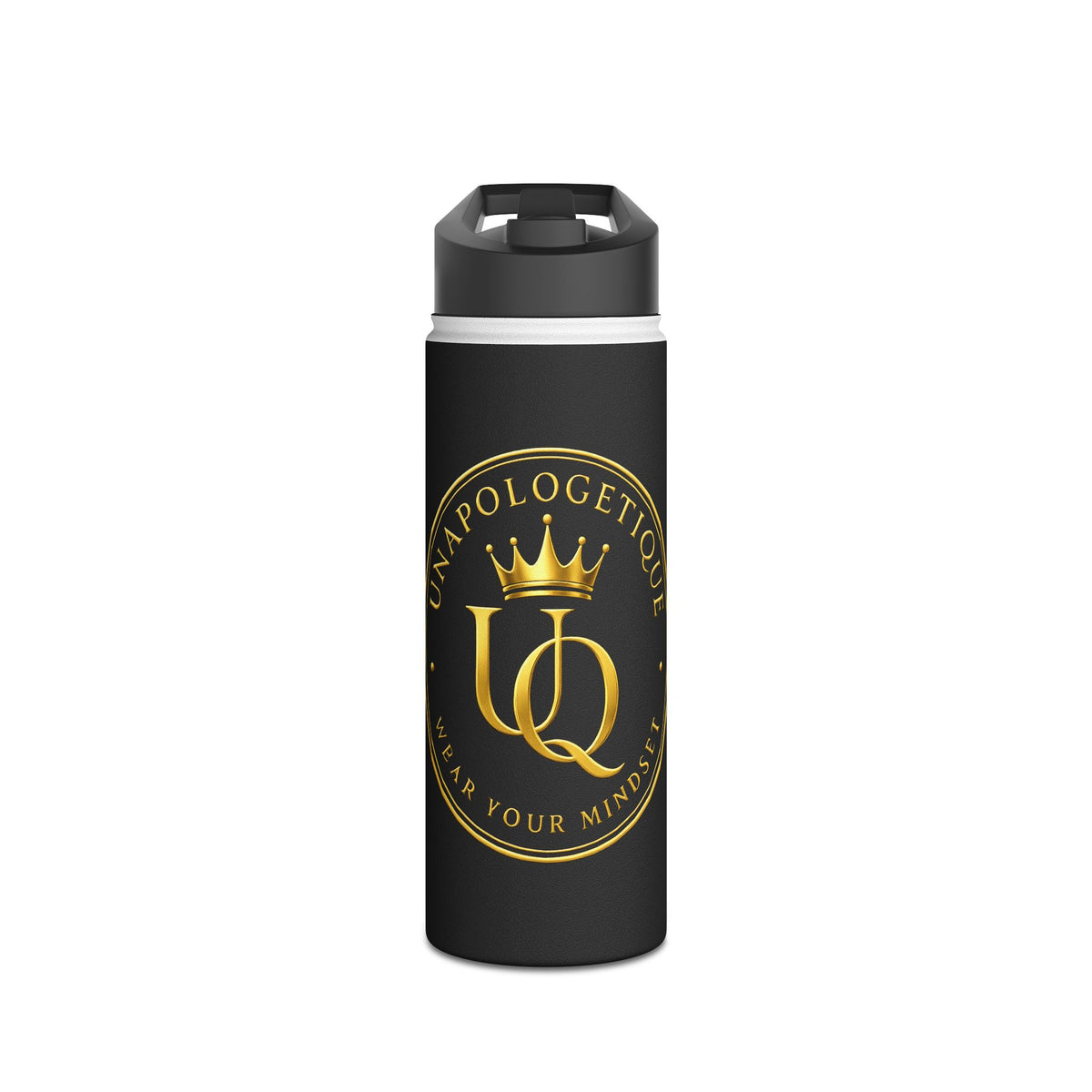 Unapologetique Monarch Q Stainless Steel Water Bottle — Gold Crown Logo