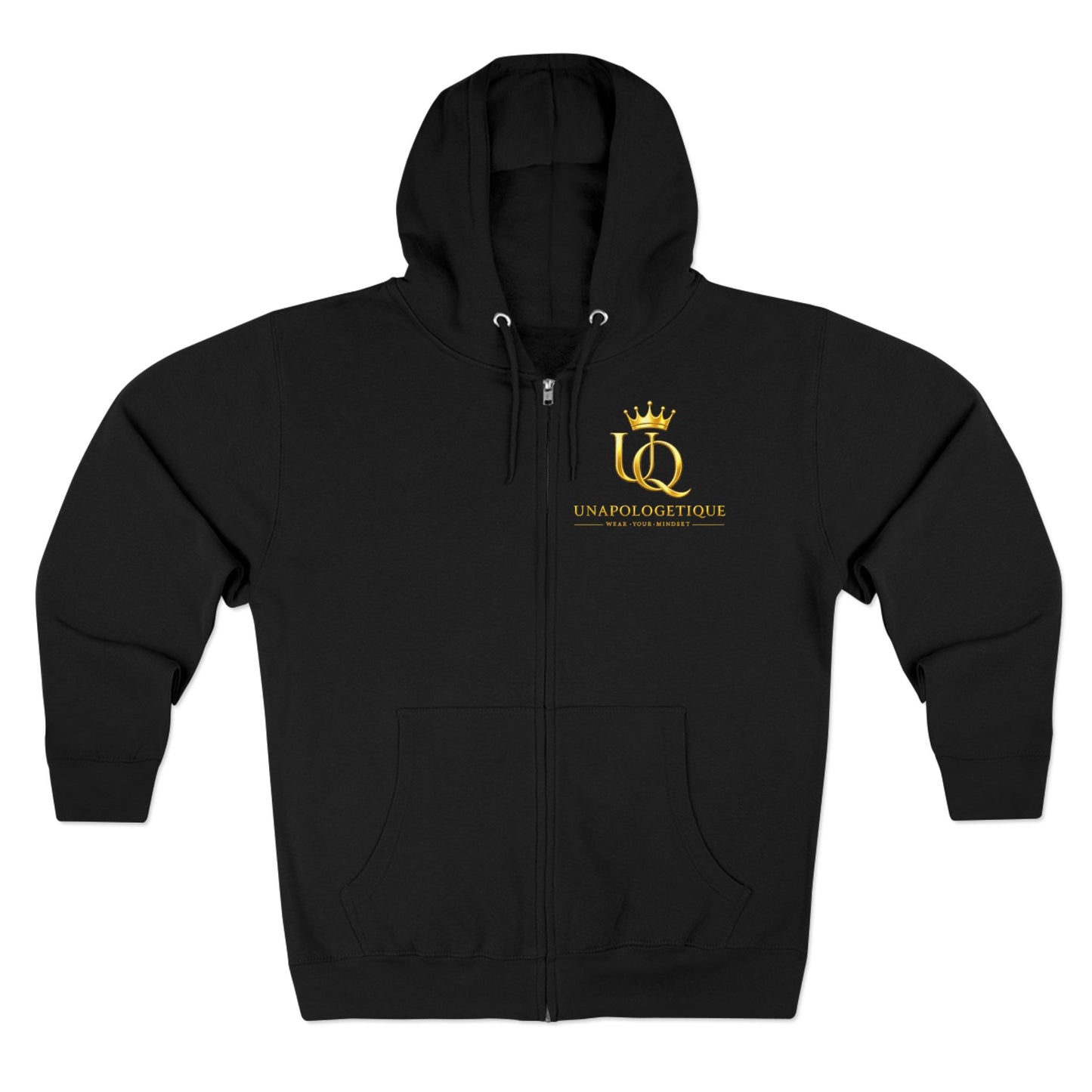 Unapologetique Gold Crown 'UQ' Logo Zip Hoodie — Luxury Queen Emblem Zip-Up