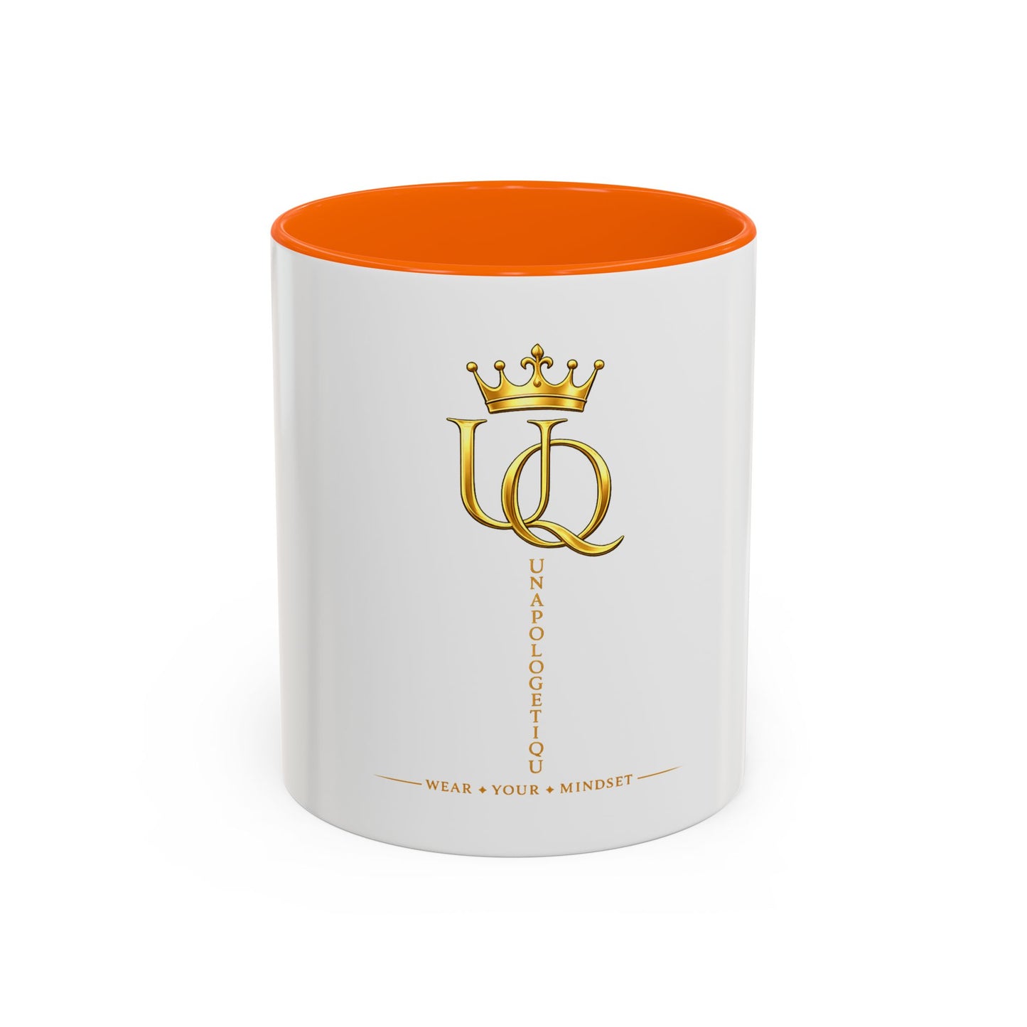 Gold Crown 'UQ' Accent Coffee Mug — Elegant Royal Logo Ceramic Mug