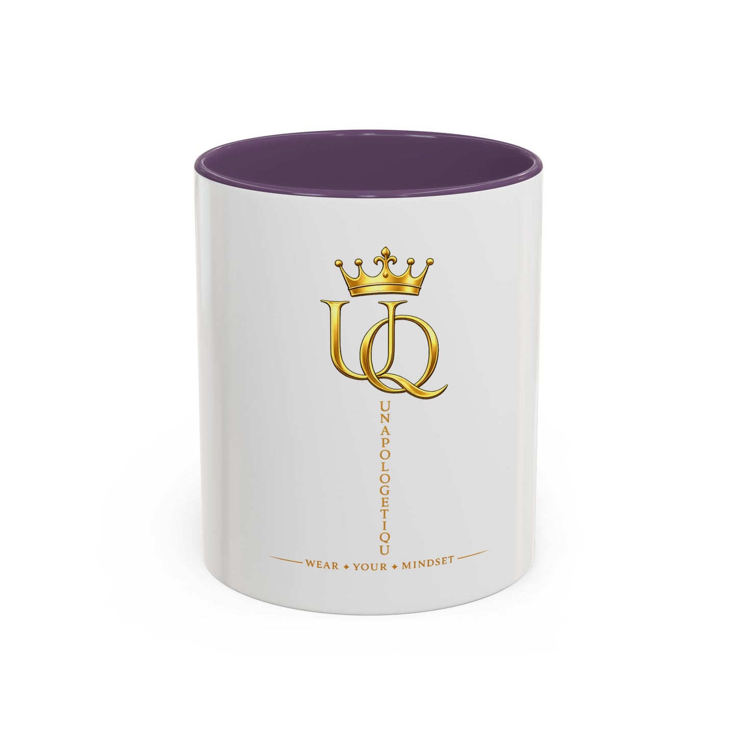Gold Crown 'UQ' Accent Coffee Mug — Elegant Royal Logo Ceramic Mug
