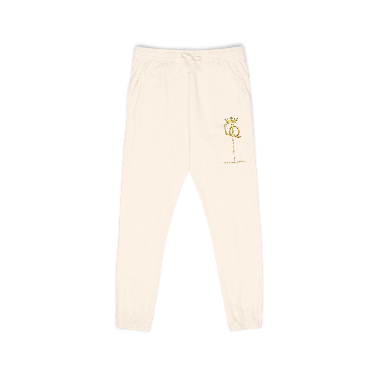 Unapologetique Gold Crowned Flower Sweatpants — Casual Graphic Joggers