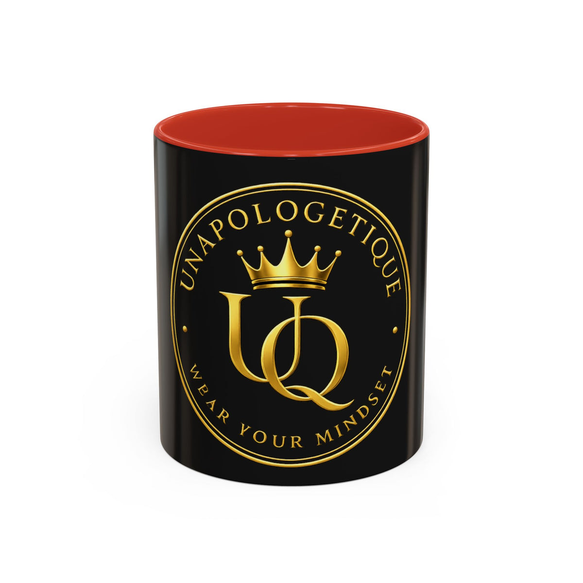 Unapologetique Gold Crown 'UQ' Accent Coffee Mug — Elegant Royal Logo Ceramic Mug