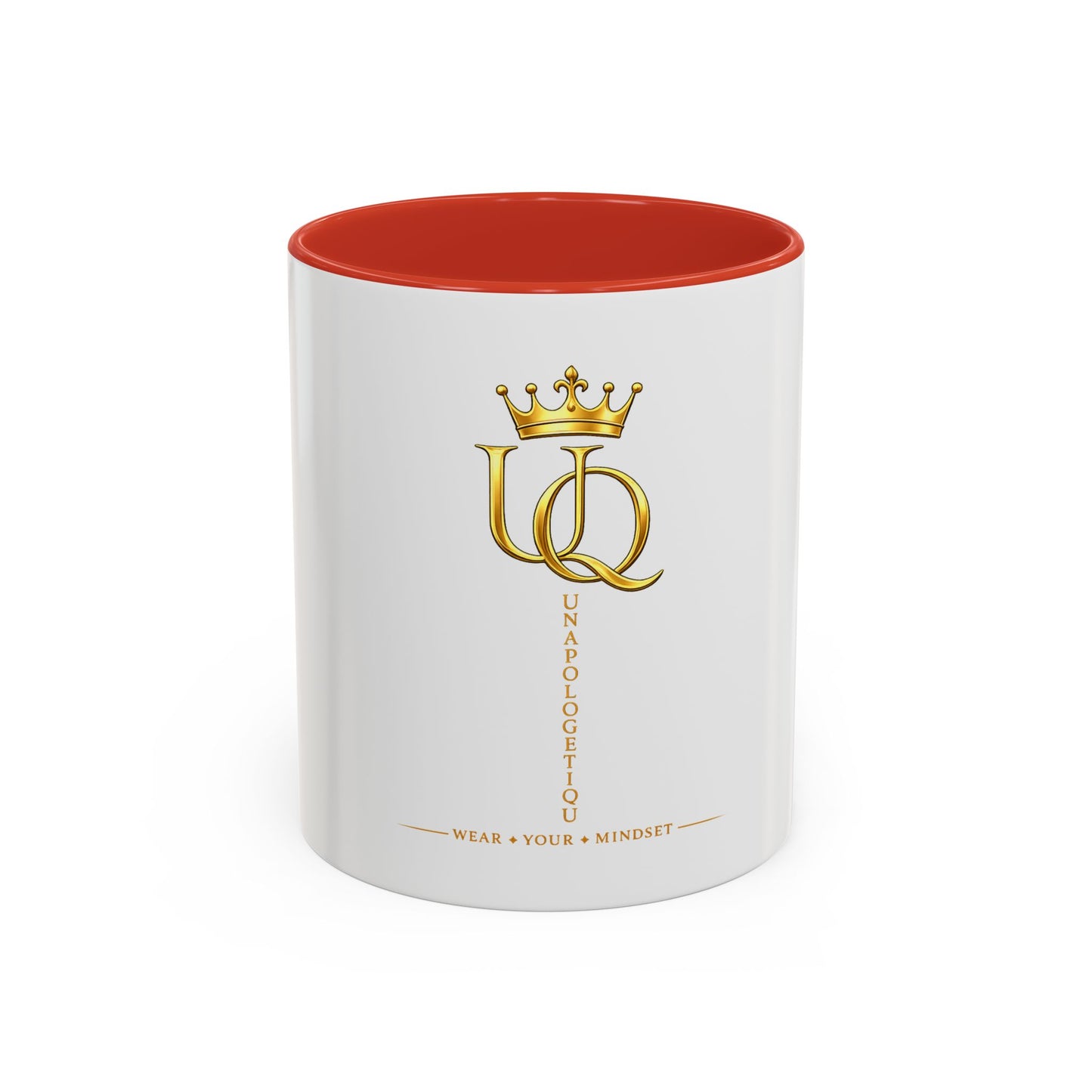 Gold Crown 'UQ' Accent Coffee Mug — Elegant Royal Logo Ceramic Mug