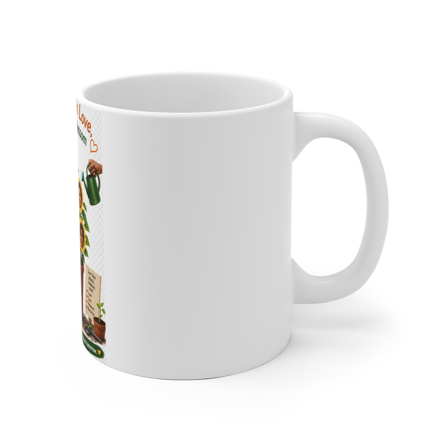 Nurture With Love Mug — “Watch Them Blossom” Teacher/Parent Appreciation Ceramic Coffee Cup