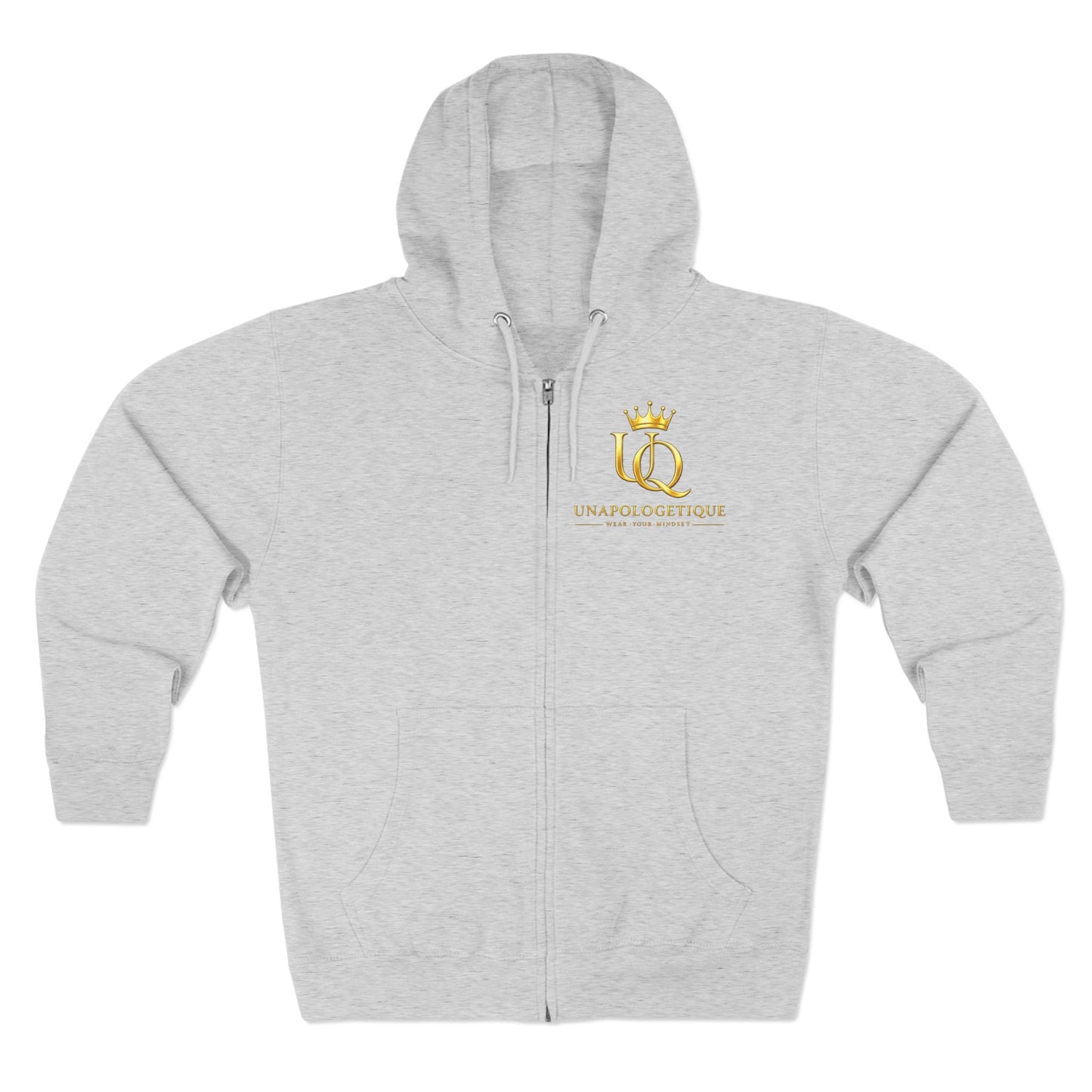 Unapologetique Gold Crown 'UQ' Logo Zip Hoodie — Luxury Queen Emblem Zip-Up