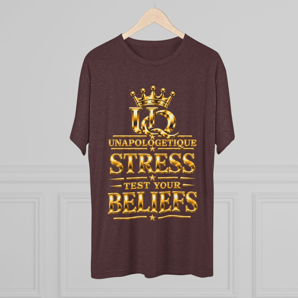 Unapologetique WOW Gold 'Stress Test Your Beliefs' Crew Tee