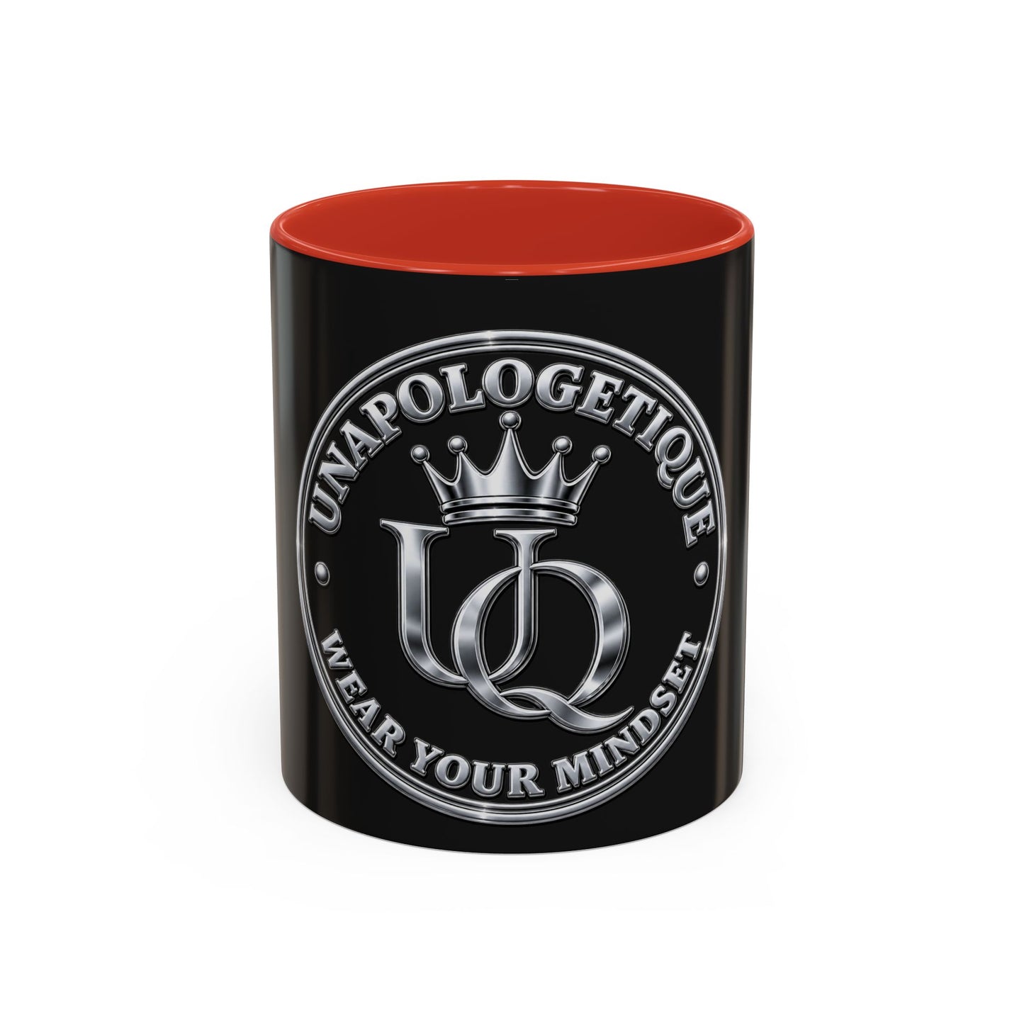 Unapologetique Silver Crown 'UQ' Accent Coffee Mug — Elegant Royal Logo Ceramic Mug