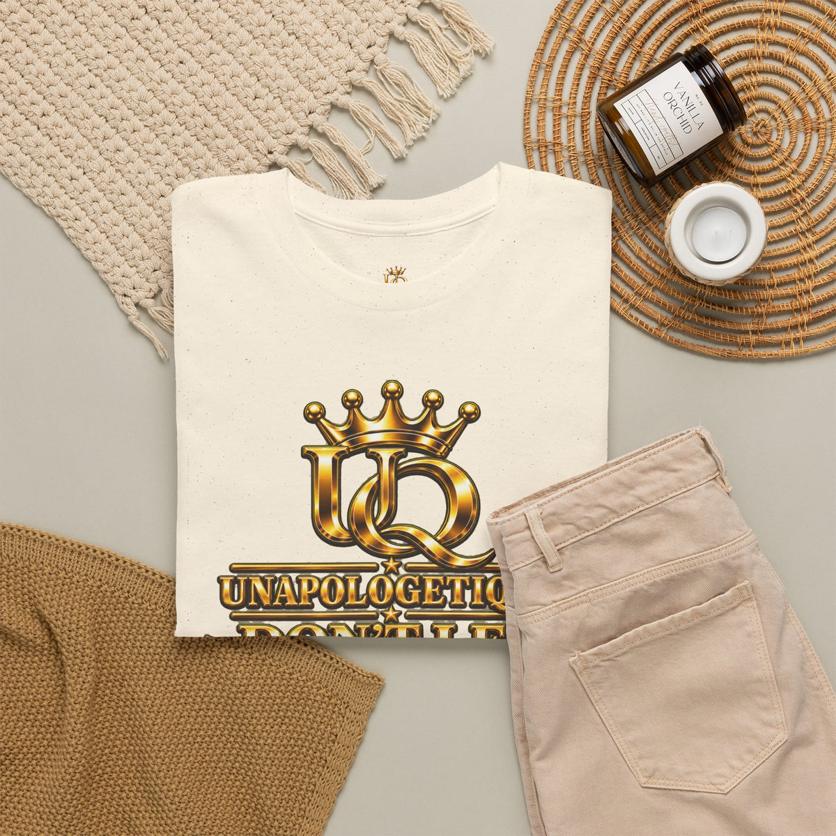 Unapologetique WOW Gold T-Shirt — "Don't Let Limitations Own" Inspirational Crown Graphic Tee