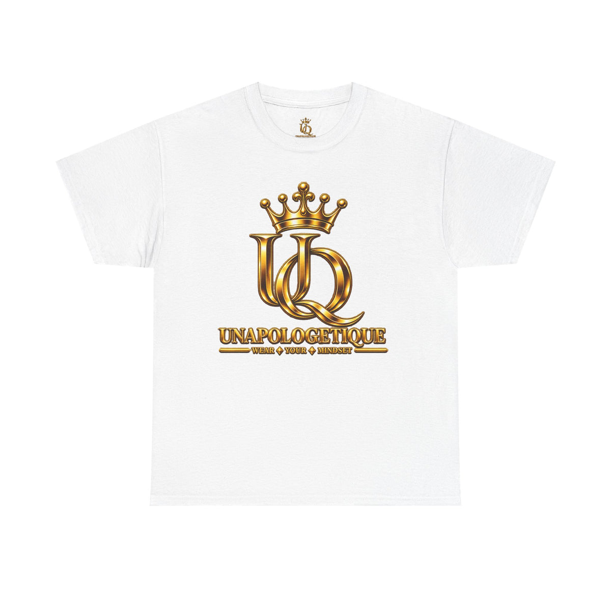 Unapologetique Signature Gold Queen Initials Tee — Embroidered T-Shirt