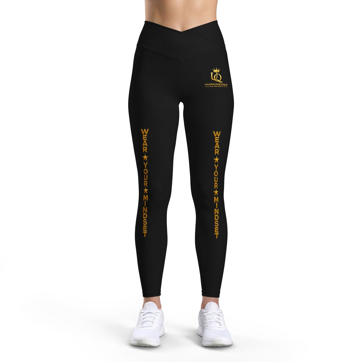 Unapologetique Gold Women’s Luxe Leggings — Black Gold ‘Wear Your Crown’ Graphic Leggings