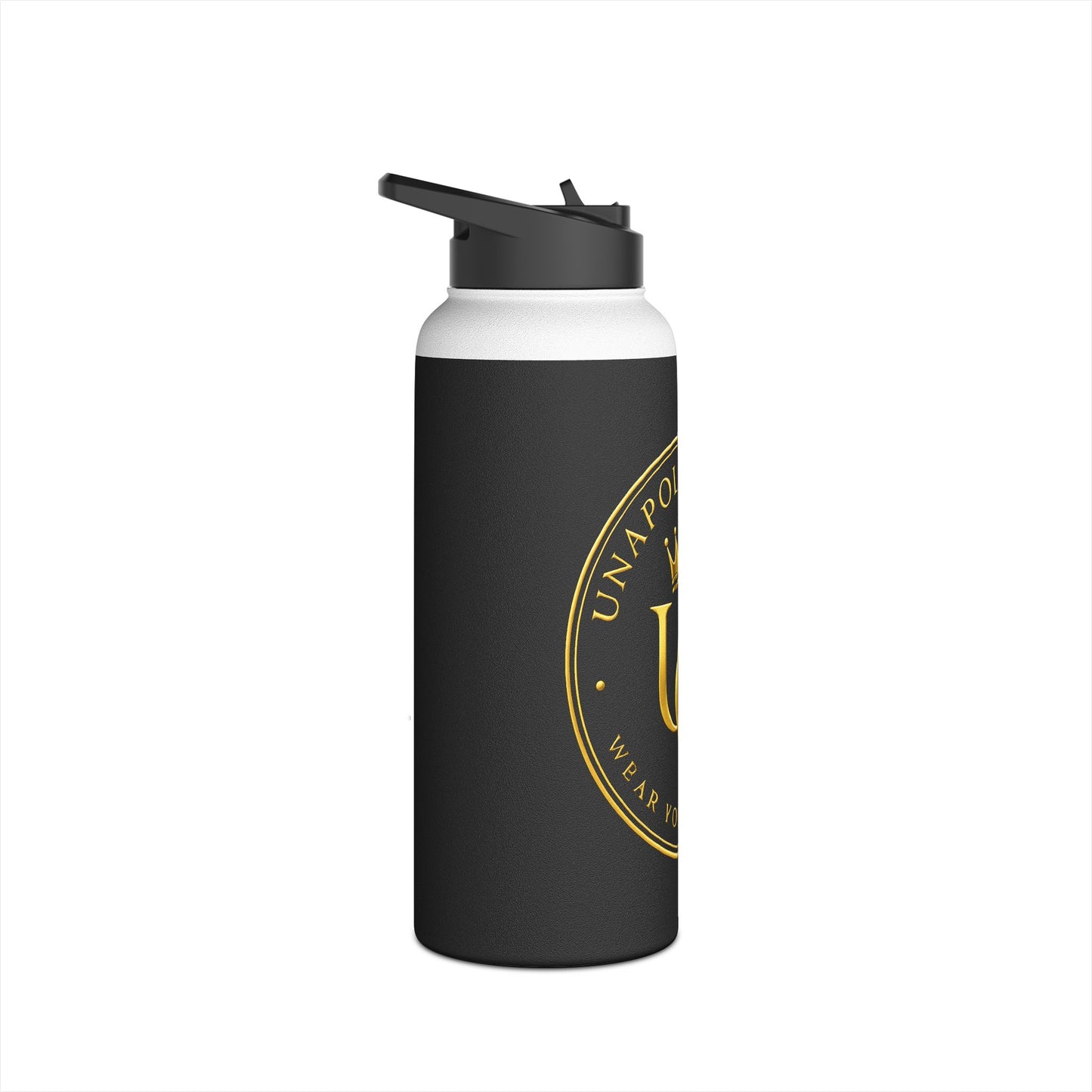 Unapologetique Monarch Q Stainless Steel Water Bottle — Gold Crown Logo