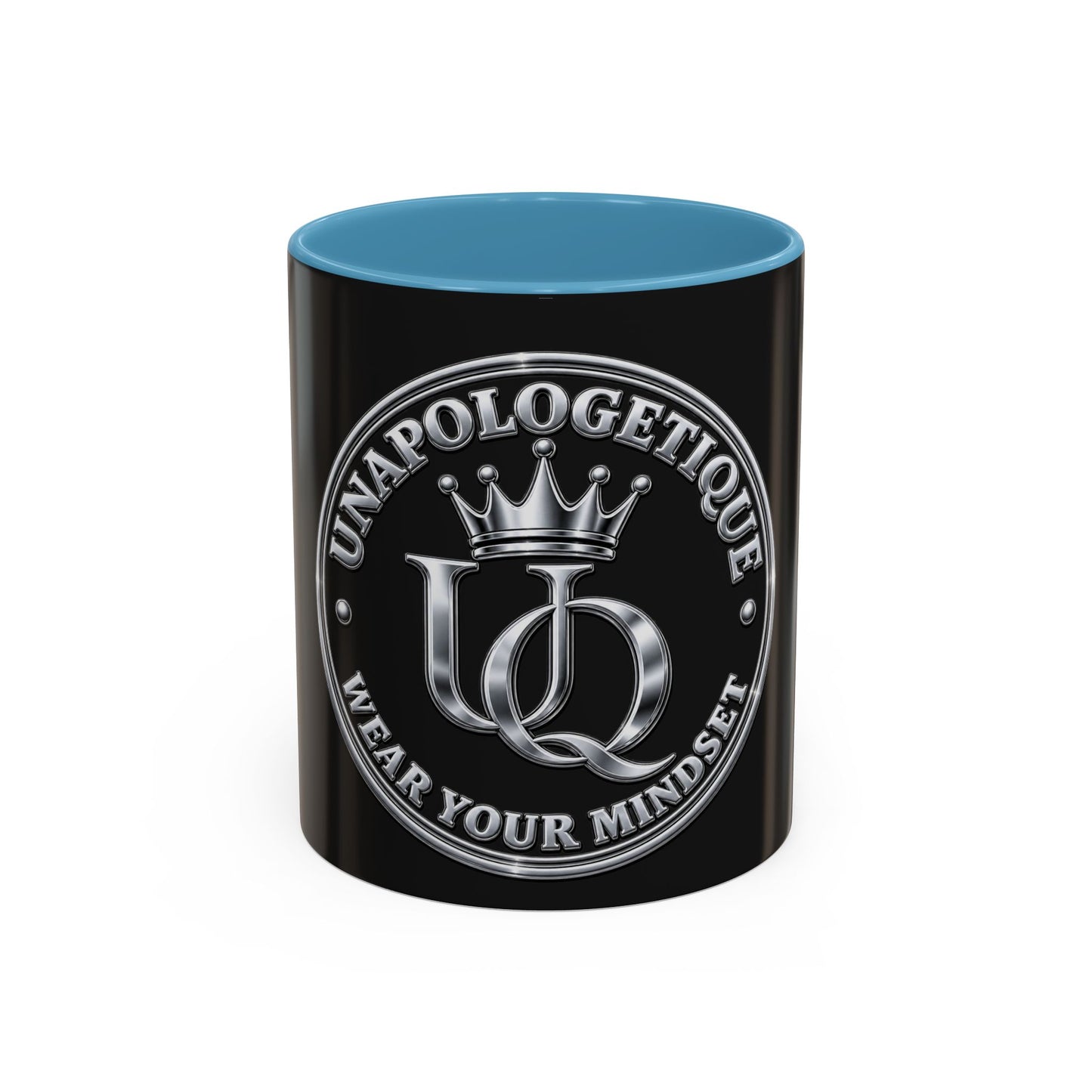 Unapologetique Silver Crown 'UQ' Accent Coffee Mug — Elegant Royal Logo Ceramic Mug