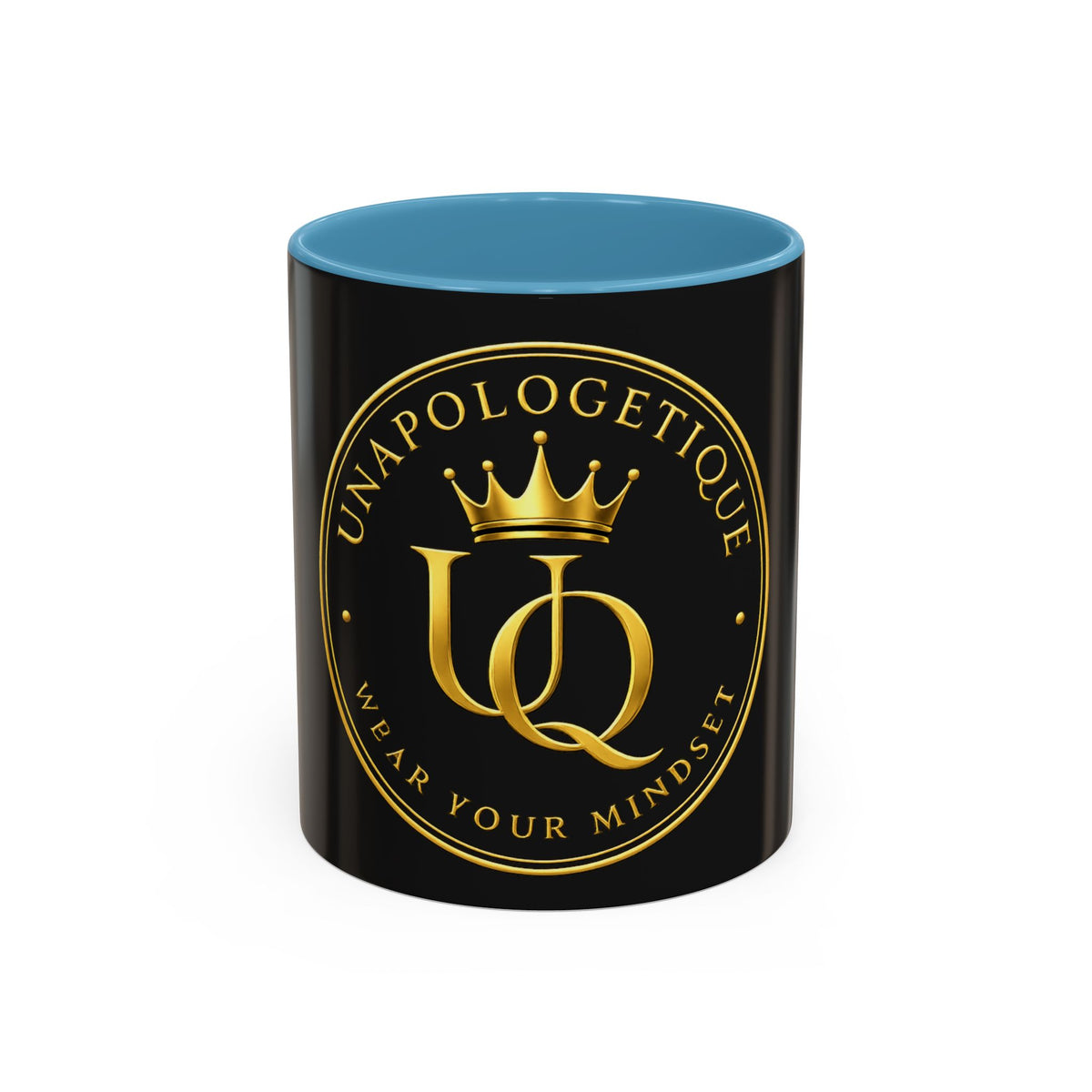 Unapologetique Gold Crown 'UQ' Accent Coffee Mug — Elegant Royal Logo Ceramic Mug