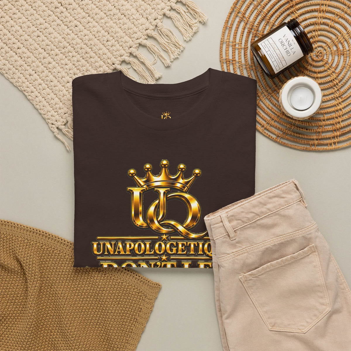 Unapologetique WOW Gold T-Shirt — "Don't Let Limitations Own" Inspirational Crown Graphic Tee