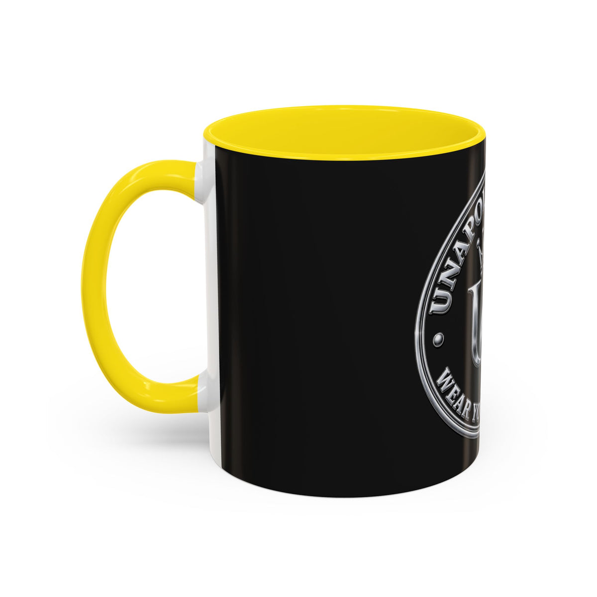 Unapologetique Silver Crown 'UQ' Accent Coffee Mug — Elegant Royal Logo Ceramic Mug
