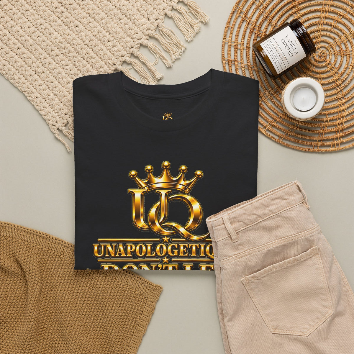 Unapologetique WOW Gold T-Shirt — "Don't Let Limitations Own" Inspirational Crown Graphic Tee