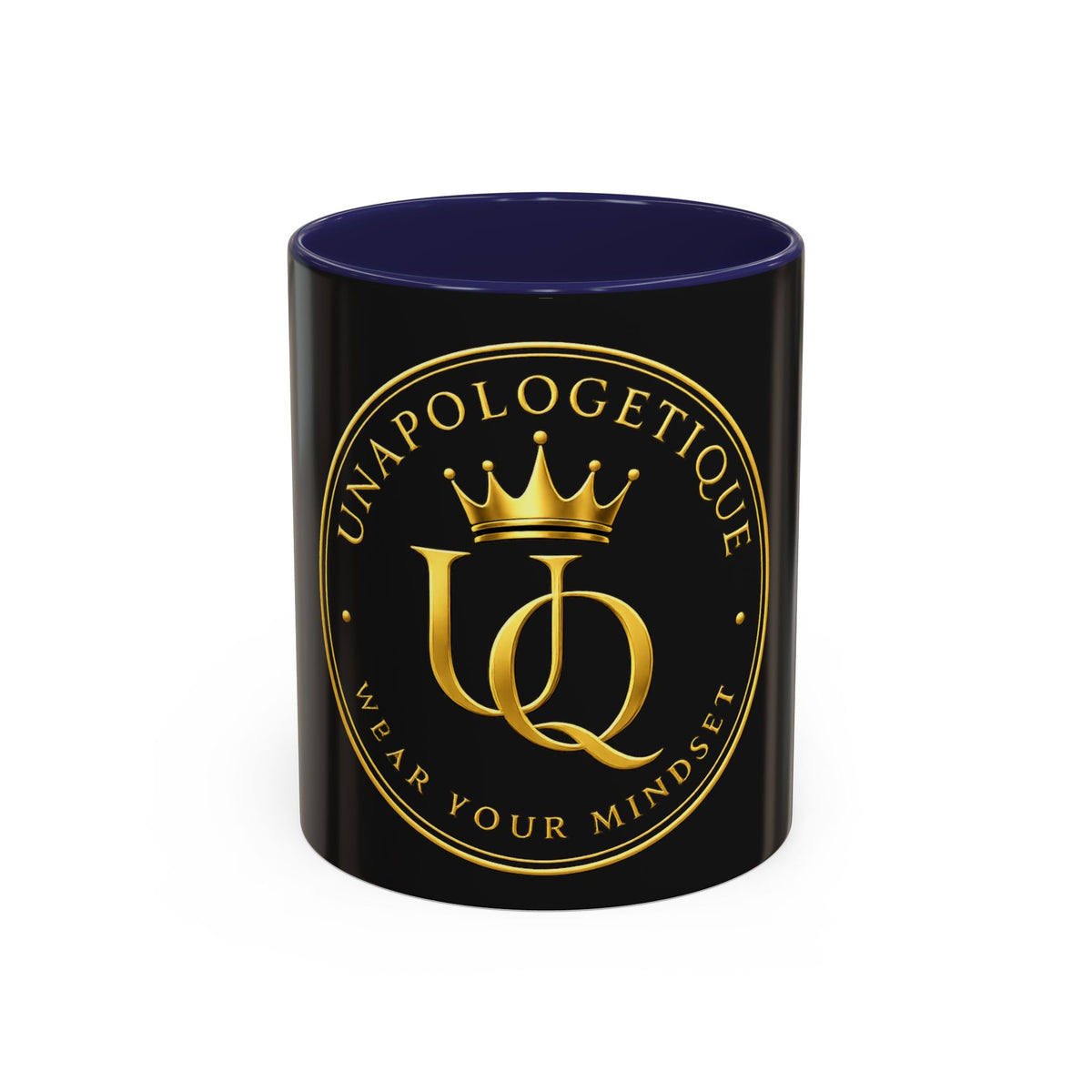Unapologetique Gold Crown 'UQ' Accent Coffee Mug — Elegant Royal Logo Ceramic Mug