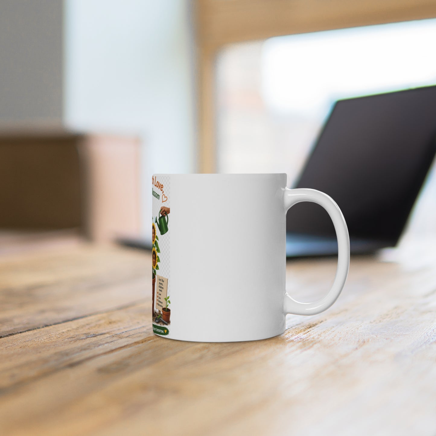 Nurture With Love Mug — “Watch Them Blossom” Teacher/Parent Appreciation Ceramic Coffee Cup