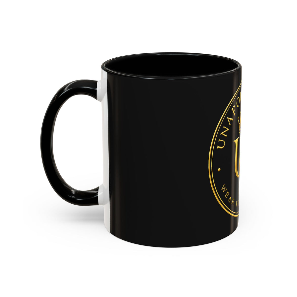 Unapologetique Gold Crown 'UQ' Accent Coffee Mug — Elegant Royal Logo Ceramic Mug