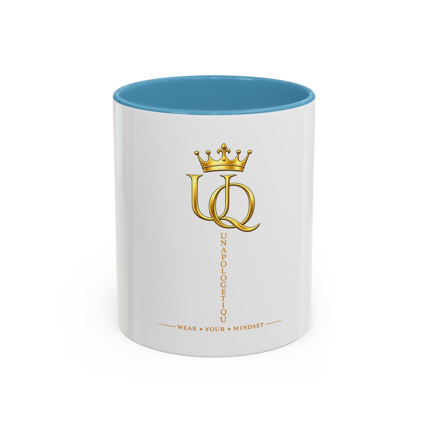 Gold Crown 'UQ' Accent Coffee Mug — Elegant Royal Logo Ceramic Mug