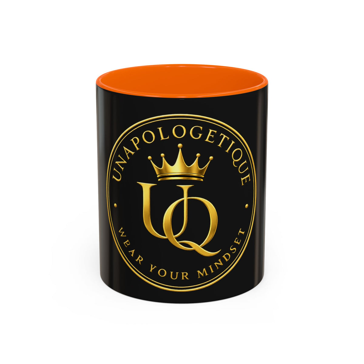 Unapologetique Gold Crown 'UQ' Accent Coffee Mug — Elegant Royal Logo Ceramic Mug