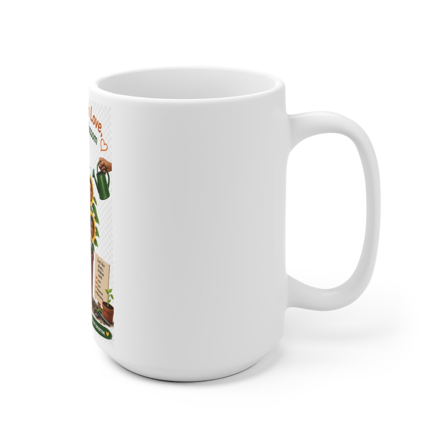 Nurture With Love Mug — “Watch Them Blossom” Teacher/Parent Appreciation Ceramic Coffee Cup