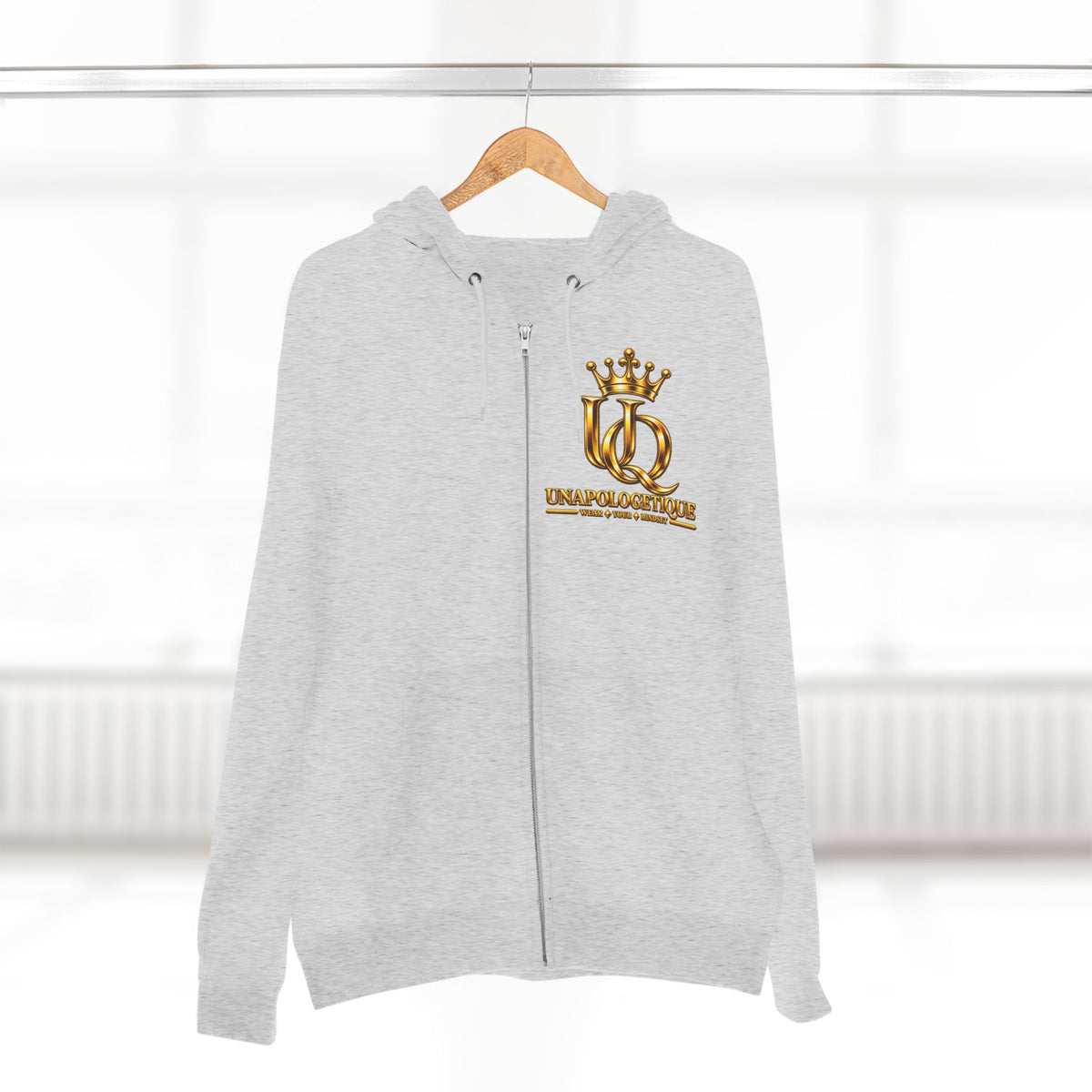 Sudadera con cremallera y logo 'UQ' de corona dorada Unapologetique — Sudadera con cremallera y emblema Luxury Queen