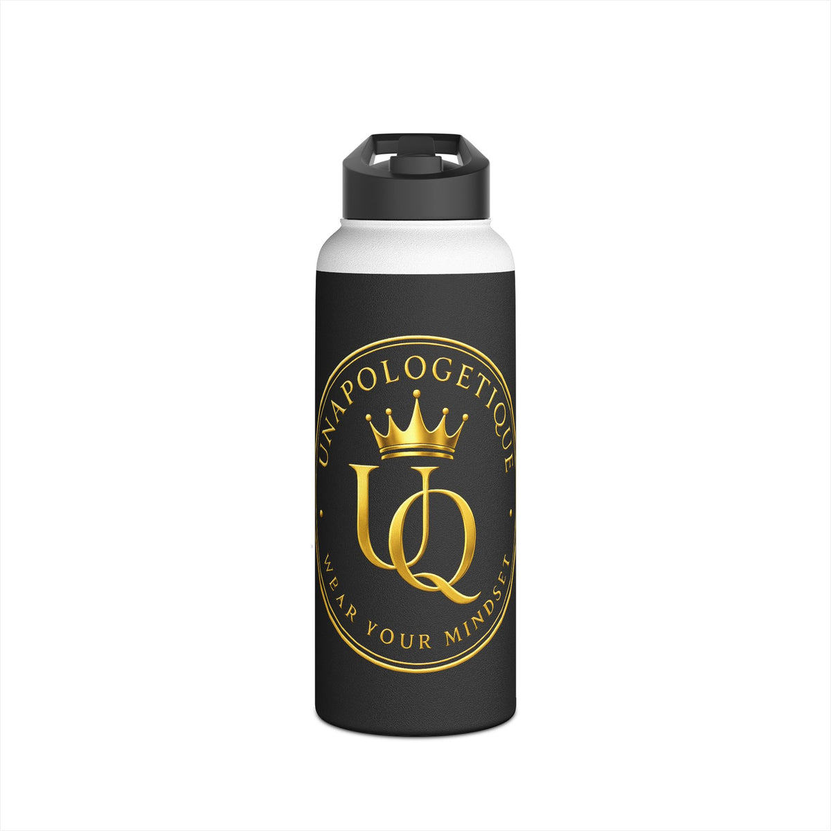 Unapologetique Monarch Q Stainless Steel Water Bottle — Gold Crown Logo