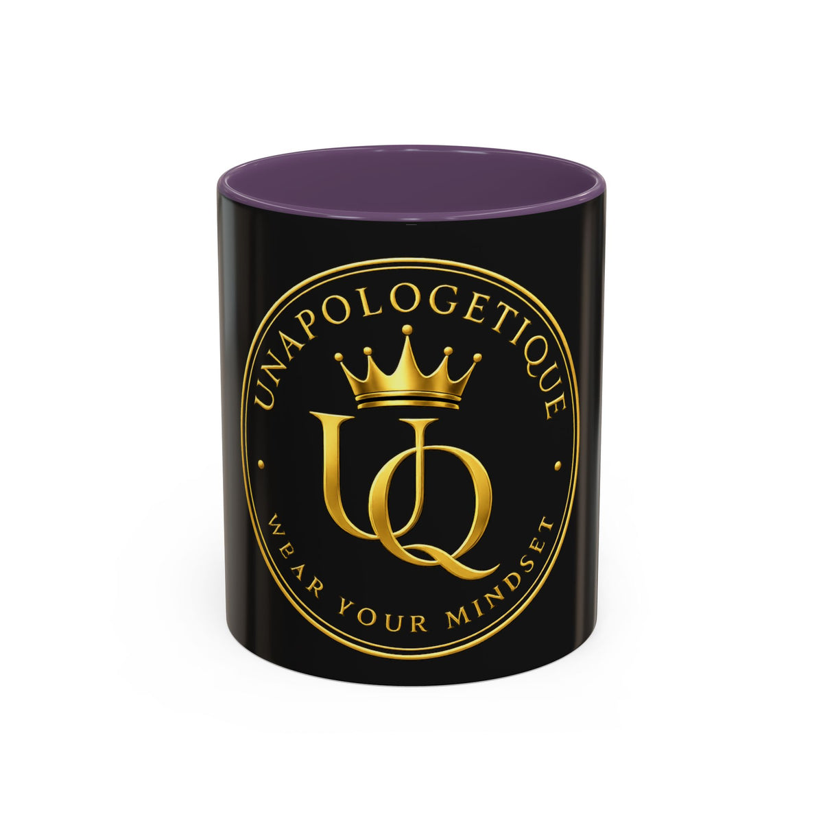 Unapologetique Gold Crown 'UQ' Accent Coffee Mug — Elegant Royal Logo Ceramic Mug