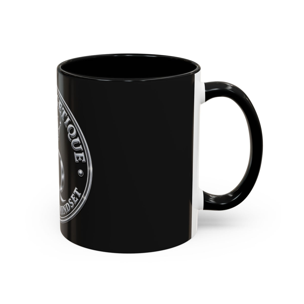 Taza de café con acento 'UQ' de corona plateada Unapologetique — Taza de cerámica elegante con logotipo real