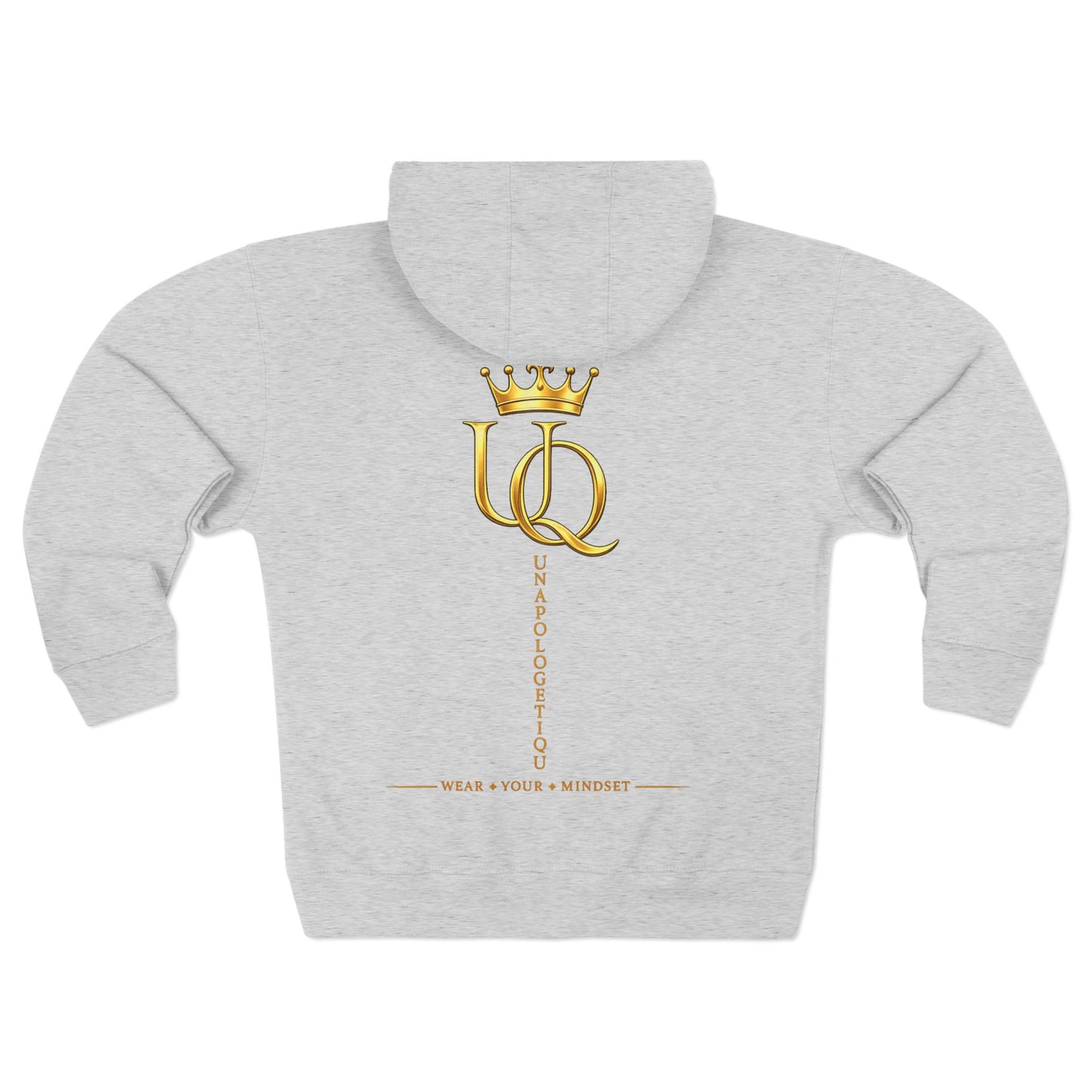 Unapologetique Gold Crown 'UQ' Logo Zip Hoodie — Luxury Queen Emblem Zip-Up