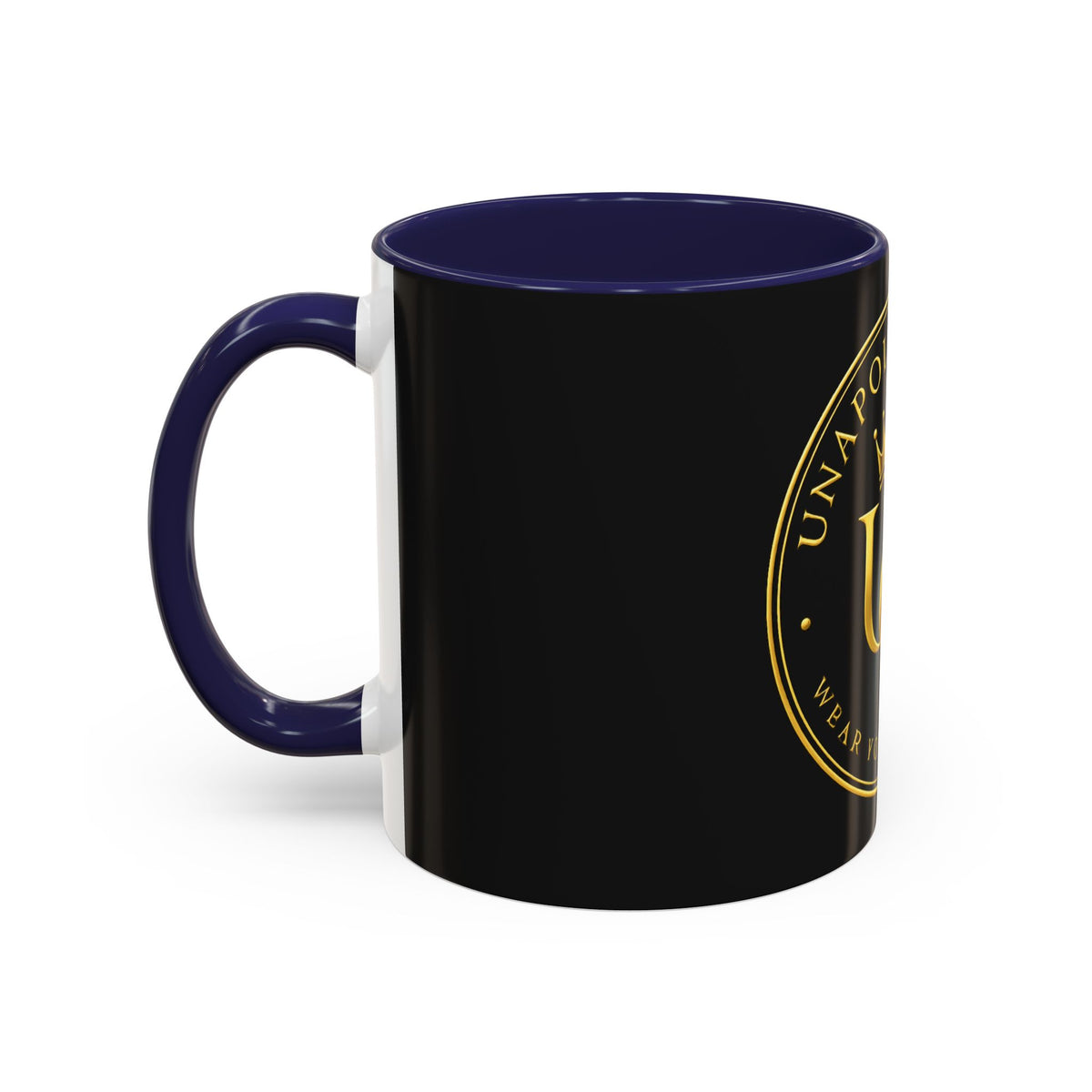 Unapologetique Gold Crown 'UQ' Accent Coffee Mug — Elegant Royal Logo Ceramic Mug