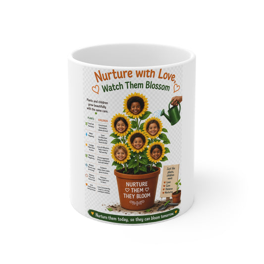 Nurture With Love Mug — “Watch Them Blossom” Teacher/Parent Appreciation Ceramic Coffee Cup