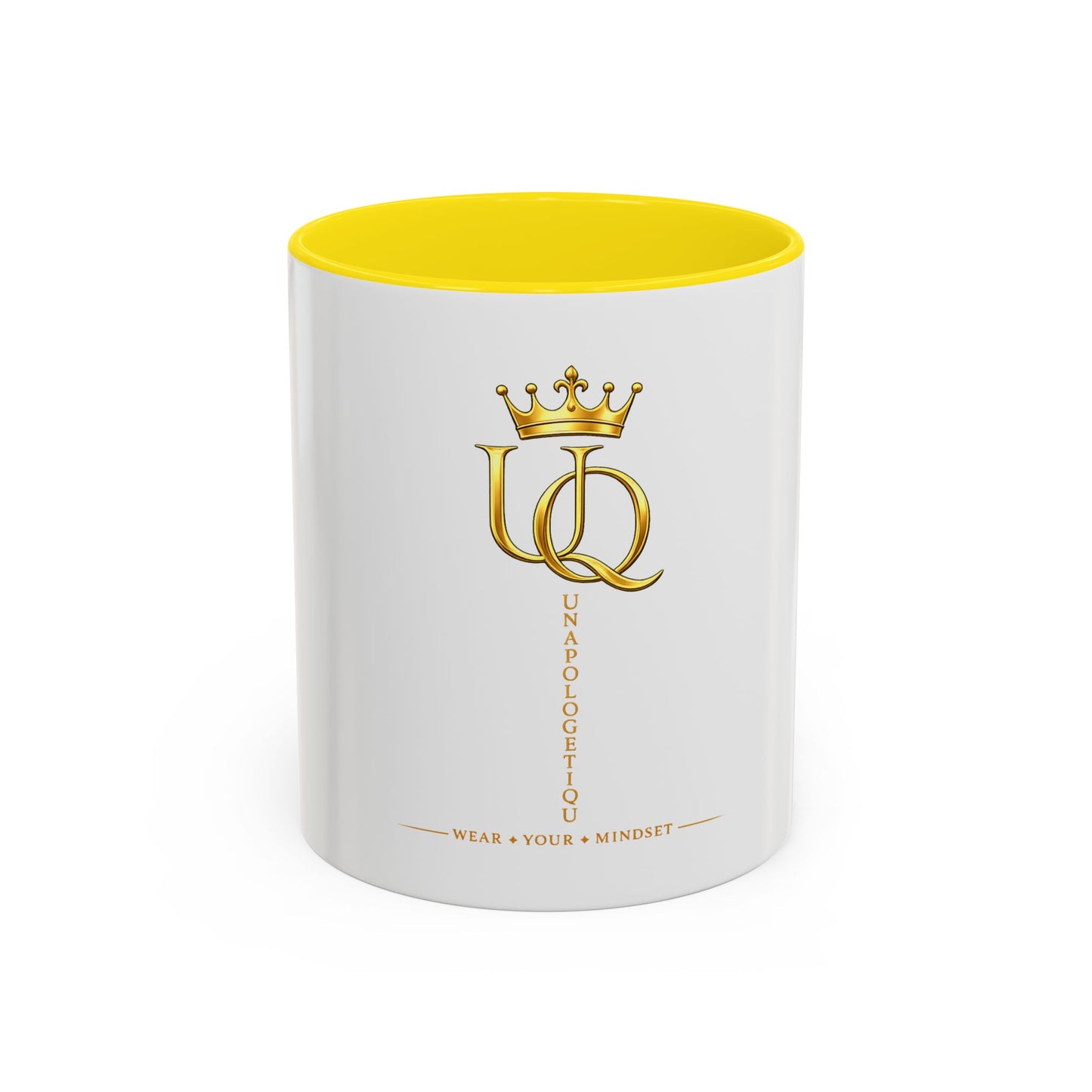 Gold Crown 'UQ' Accent Coffee Mug — Elegant Royal Logo Ceramic Mug