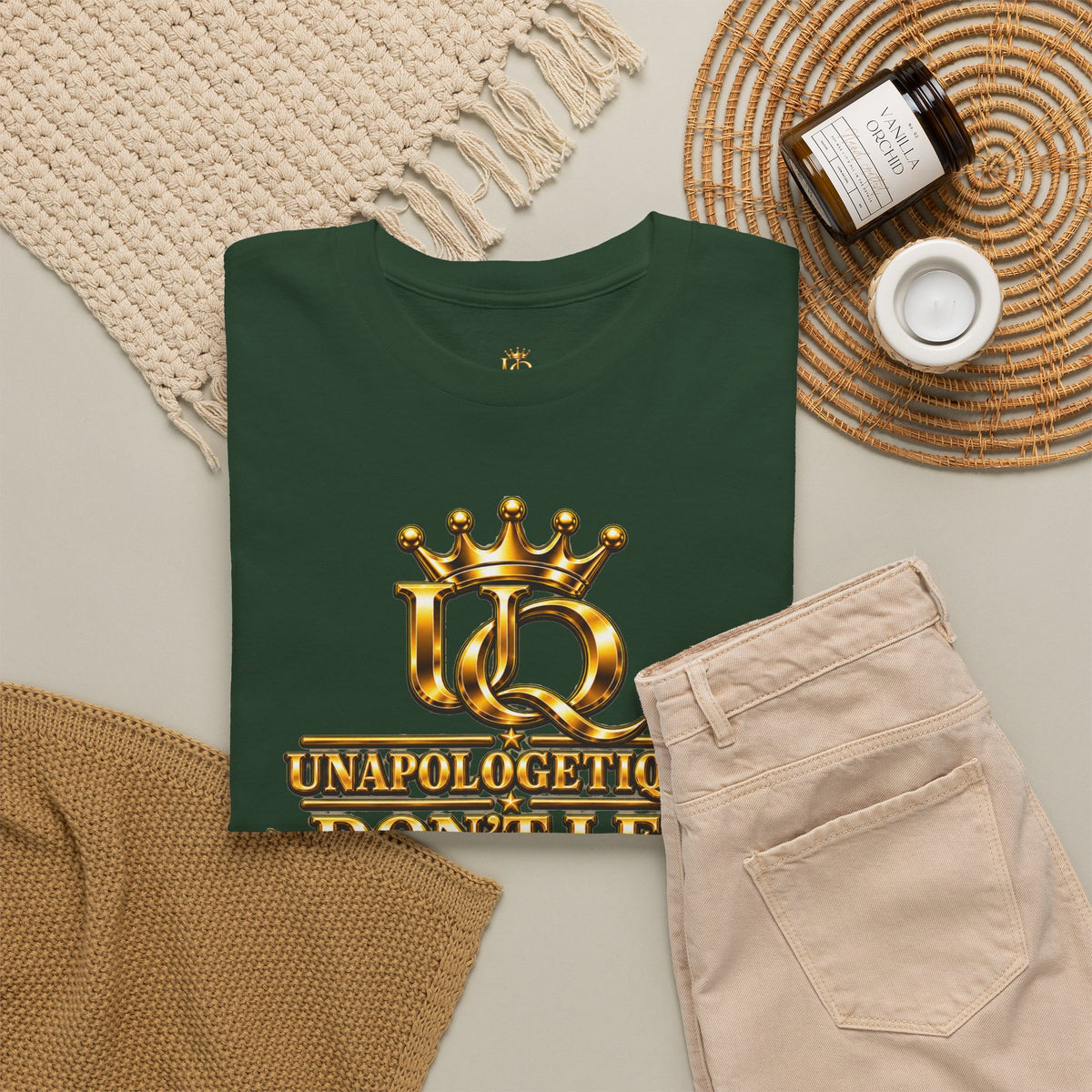 Unapologetique WOW Gold T-Shirt — "Don't Let Limitations Own" Inspirational Crown Graphic Tee