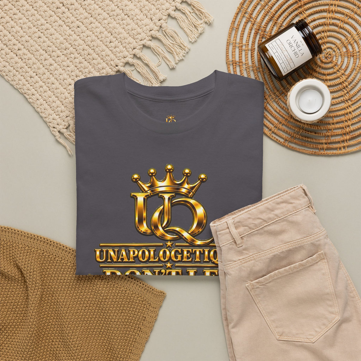 Unapologetique WOW Gold T-Shirt — "Don't Let Limitations Own" Inspirational Crown Graphic Tee