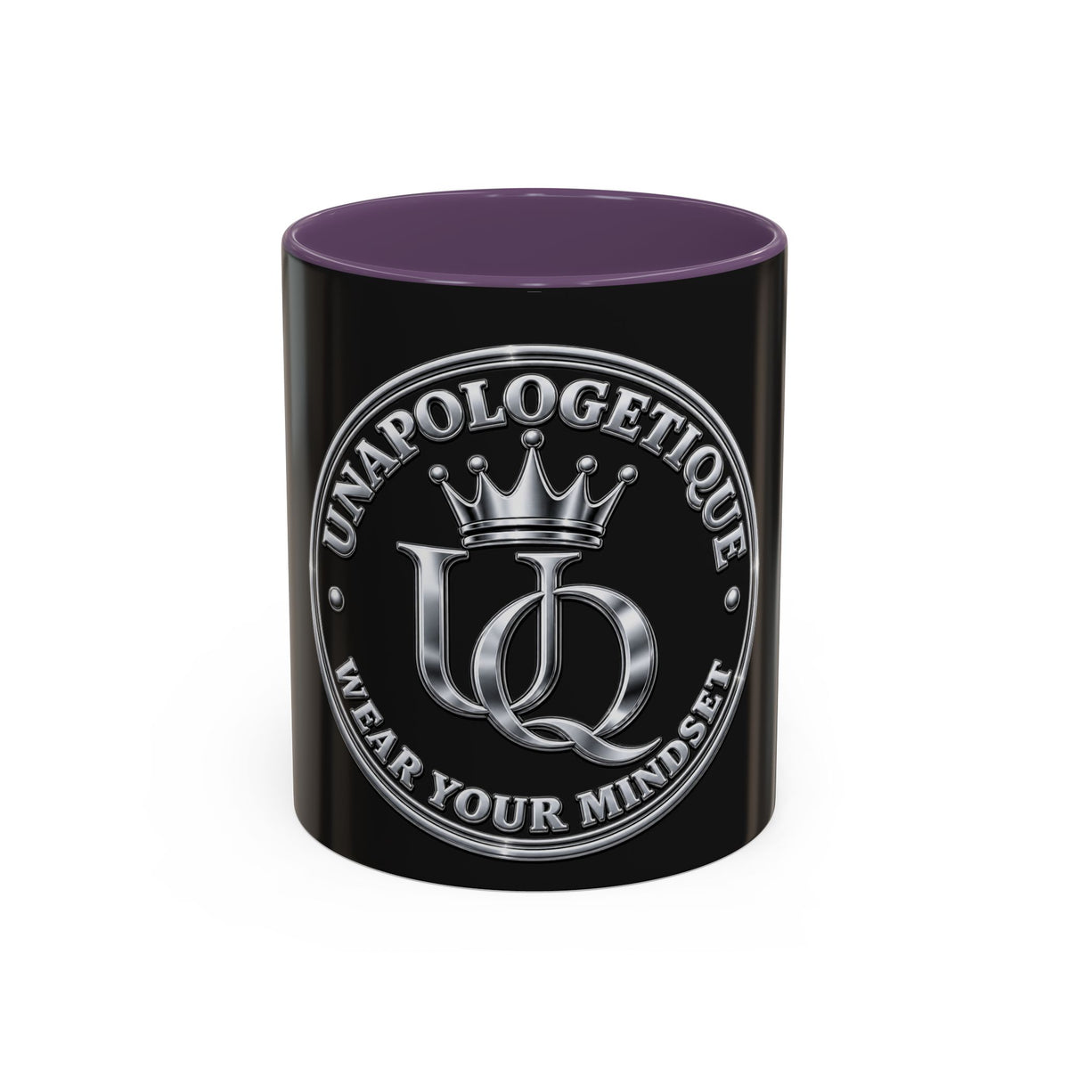 Unapologetique Silver Crown 'UQ' Accent Coffee Mug — Elegant Royal Logo Ceramic Mug