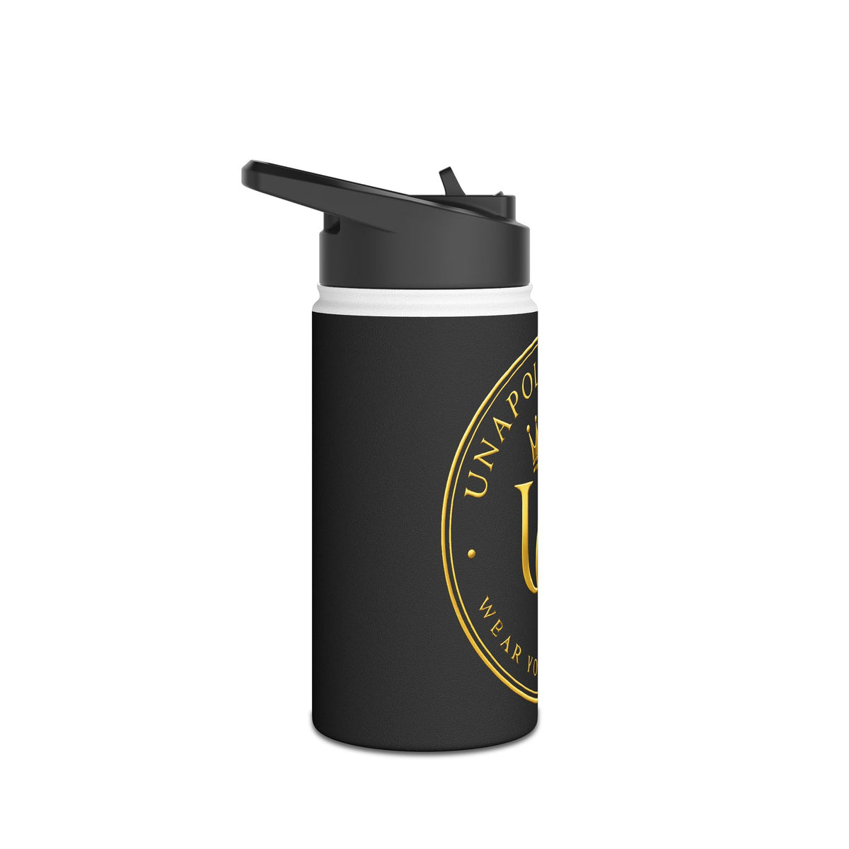 Unapologetique Monarch Q Stainless Steel Water Bottle — Gold Crown Logo