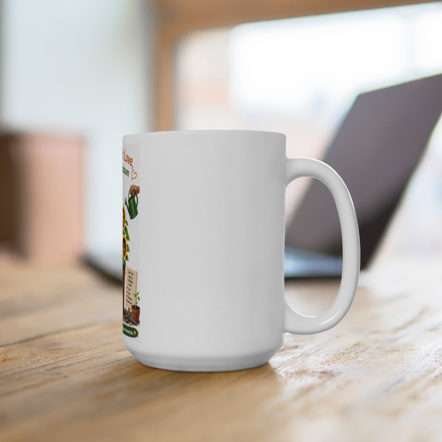 Nurture With Love Mug — “Watch Them Blossom” Teacher/Parent Appreciation Ceramic Coffee Cup