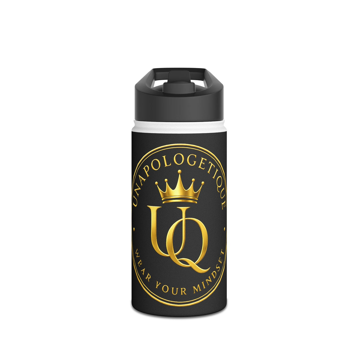 Unapologetique Monarch Q Stainless Steel Water Bottle — Gold Crown Logo