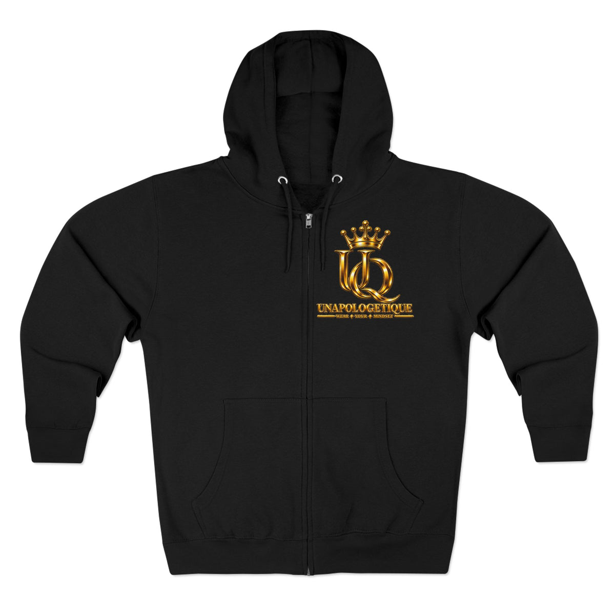 Sudadera con cremallera y logo 'UQ' de corona dorada Unapologetique — Sudadera con cremallera y emblema Luxury Queen