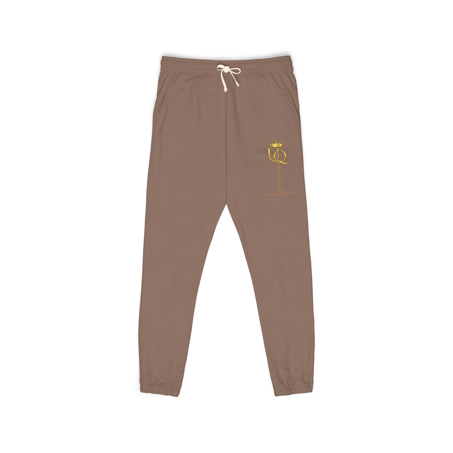 Unapologetique Gold Crowned Flower Sweatpants — Casual Graphic Joggers