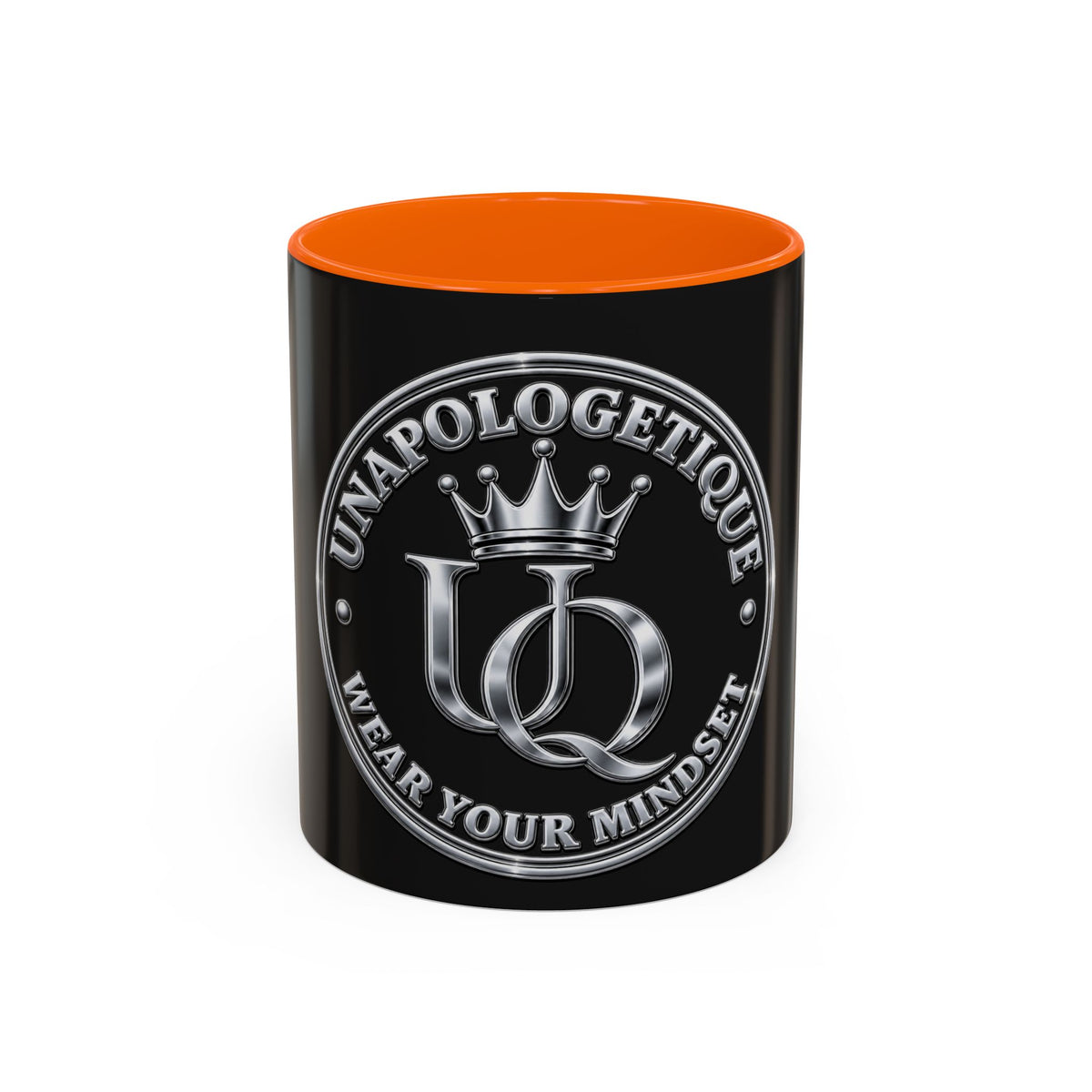 Unapologetique Silver Crown 'UQ' Accent Coffee Mug — Elegant Royal Logo Ceramic Mug