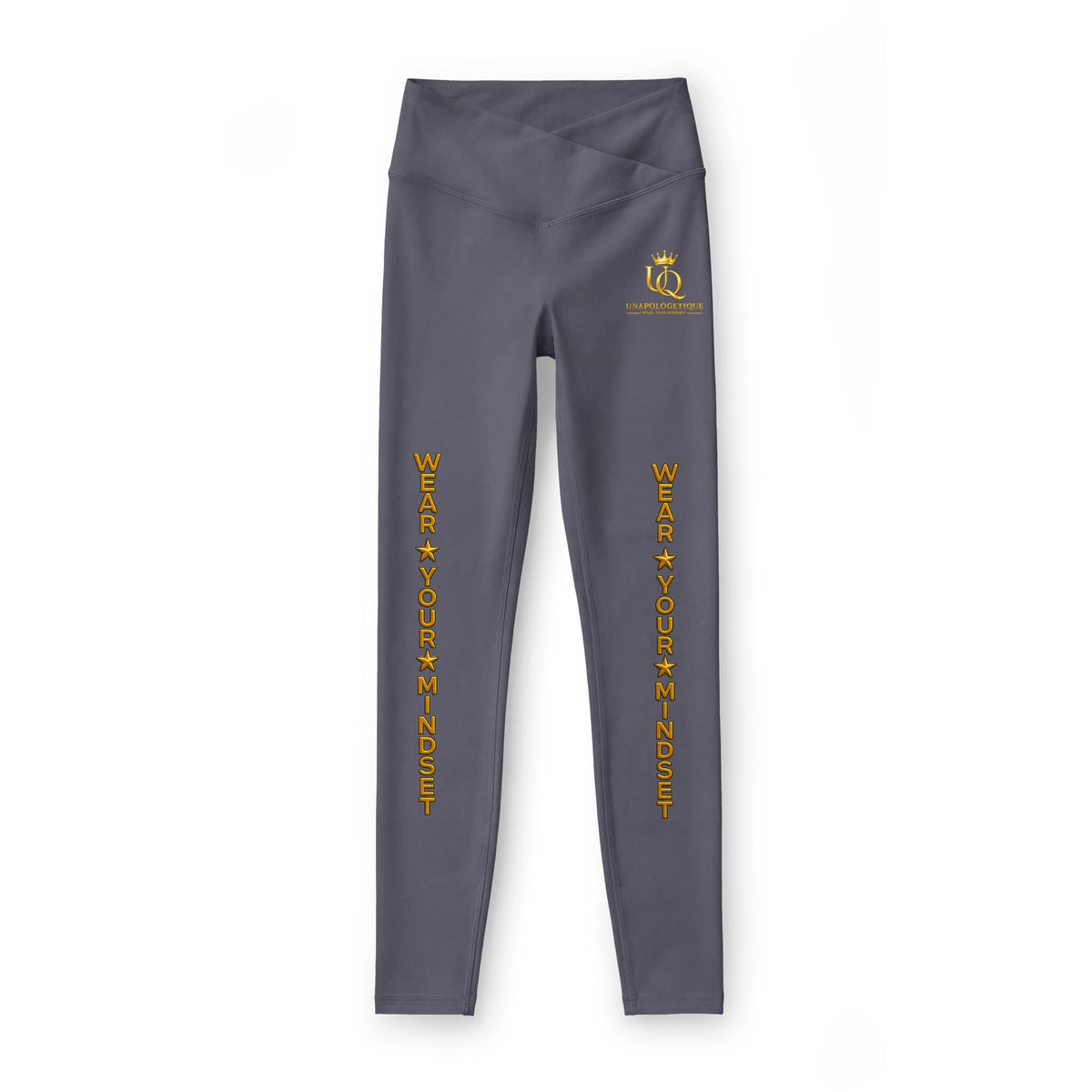 Leggings de luxe pour femme Unapologetique Gold — Leggings graphiques noir et or « Wear Your Crown »