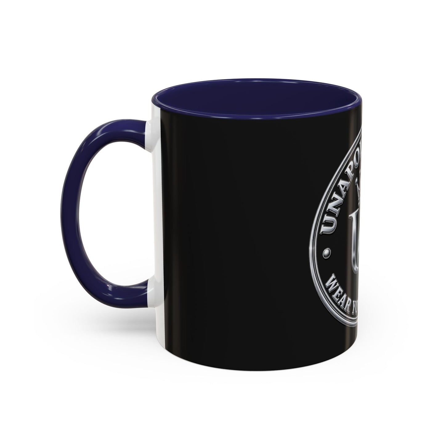 Unapologetique Silver Crown 'UQ' Accent Coffee Mug — Elegant Royal Logo Ceramic Mug